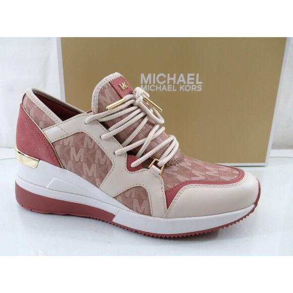 Michael Kors Shoes - Michael Kors Liv Trainer Wedge Lace Up Sneaker MK Degrade Jacquard Fawn